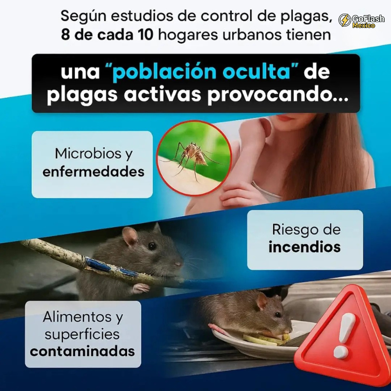 Repelente Ultrasónico. Antiplagas Elimina plagas sin veneno ni químicos en tu hogar.